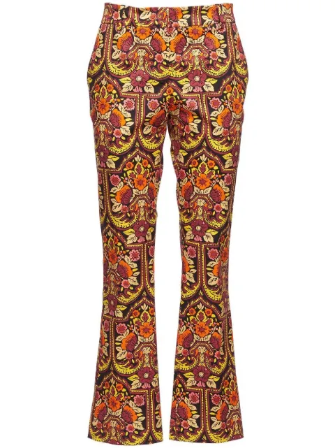 La DoubleJ floral-pattern flared trousers Black TRO0069COT006CRT01