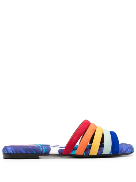 La DoubleJ Tones cotton-chevron slides Blue SHO0058COT040ANE01