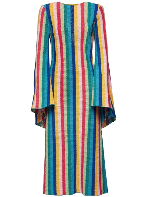 La DoubleJ vertical-stripe midi dress Blue DRE0485COT038MUL60