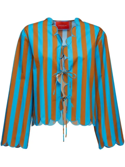 La DoubleJ vertical-stripe jacket Blue JAC0067COT039RIV02