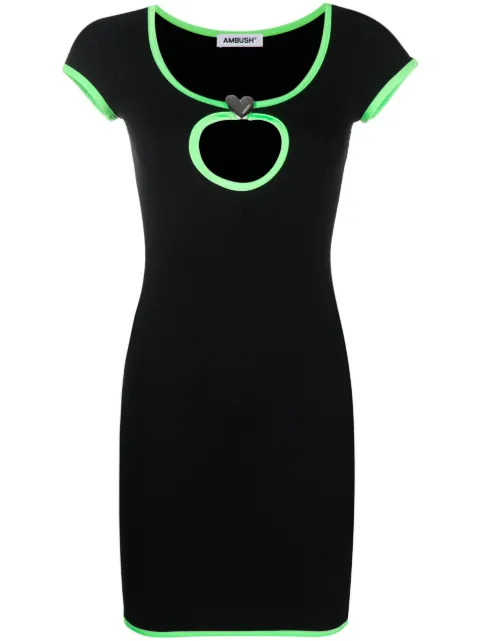 AMBUSH Heart Hole T-shirt dress Black BWDB043S23JER0011054
