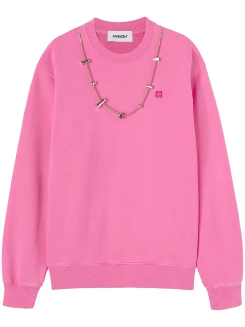 AMBUSH stoppers-chain crewneck sweatshirt Pink BMBA028S23FLE0013230