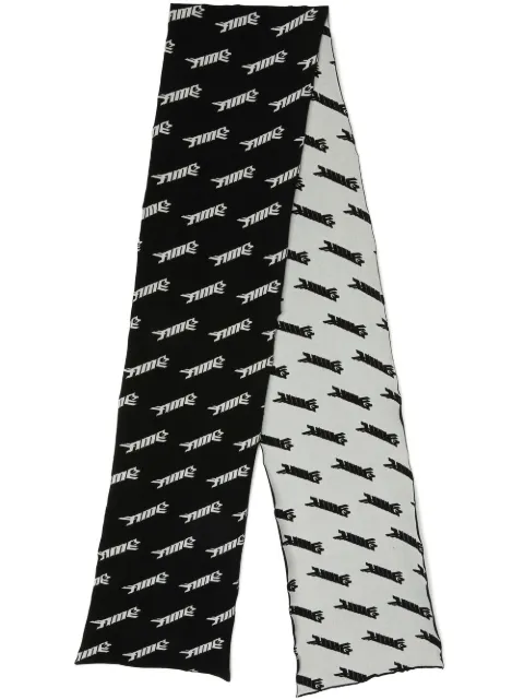 AMBUSH intarsia logo-knit virgin wool-blend scarf Black BMMA009S23KNI0011001