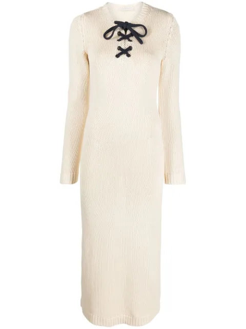 ZIMMERMANN High Tide lace-up knitted dress Neutrals 5411DHIG