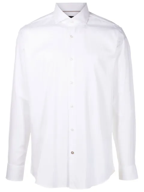 BOSS long-sleeved stretch-cotton shirt White 50479948