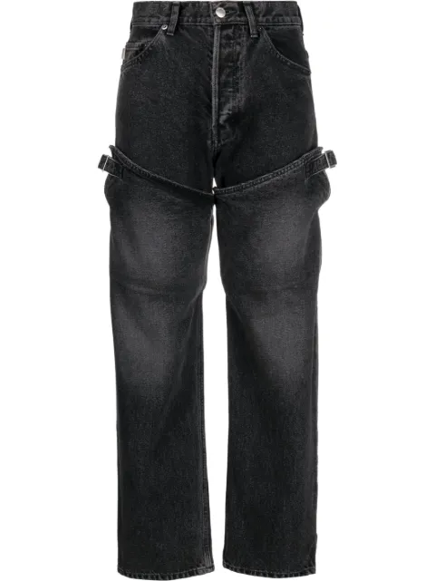 AMBUSH detailed straight-leg jeans Black BWYB008S23DEN0011200