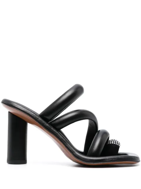 AMBUSH crystal-embellished leather sandals Black BWIH008S23LEA0021072