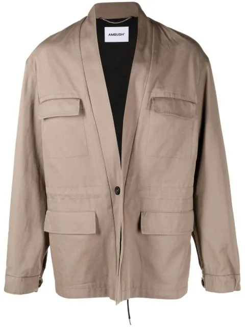 AMBUSH drawstring V-neck jacket Brown BMEN034S23FAB0016300
