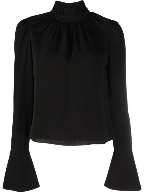 Rabanne ruched long-sleeve top Black 23SCTO499AC0069