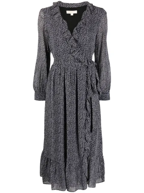 Michael Michael Kors ruffle-trim belted dress Black MR38Y8Z7NH