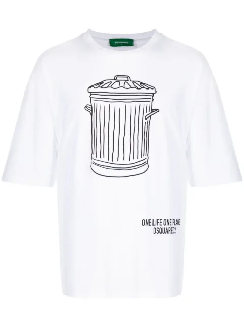DSQUARED2 graphic-print organic cotton T-shirt White S78GD0090S24569