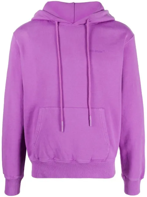 Off-White logo-print cotton hoodie Purple OMBB097S23FLE0013636