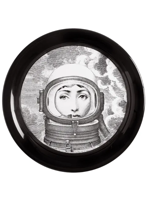 Fornasetti Palombara hand-decorated tray Black C26X181