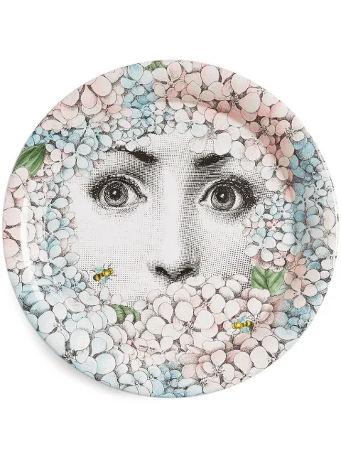 Fornasetti Ortensia hand-painted tray White C26Y009