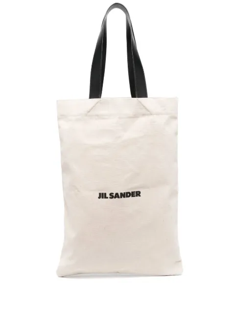 Jil Sander logo-print linen tote bag Neutrals J25WC0004P4917