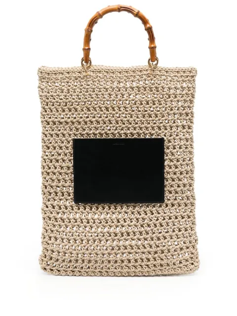 Jil Sander woven bamboo-handle tote bag Neutrals J07WC0016P5369