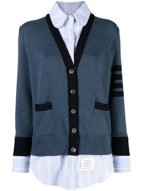 Thom Browne Milano stitch V-neck cardigan Blue FKC534AY3007