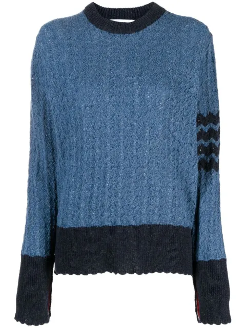 Thom Browne cable-knit pointelle stitch jumper Blue FKA480AY1026