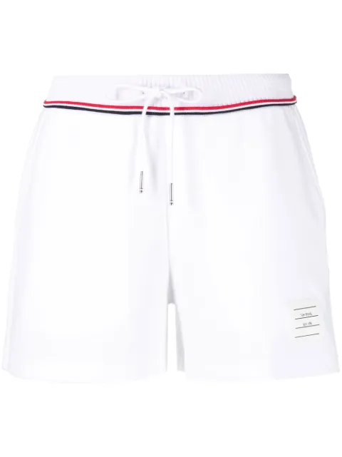 Thom Browne logo-patch sweat shorts White FJQ099AJ0055