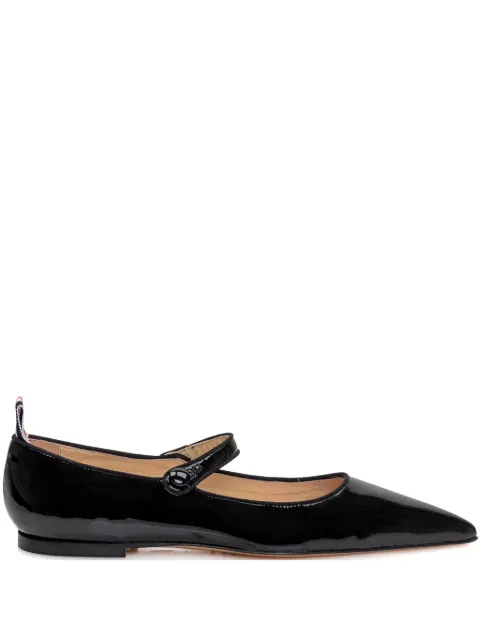 Thom Browne pointed-toe patent ballerina shoes Black FFF157A00216