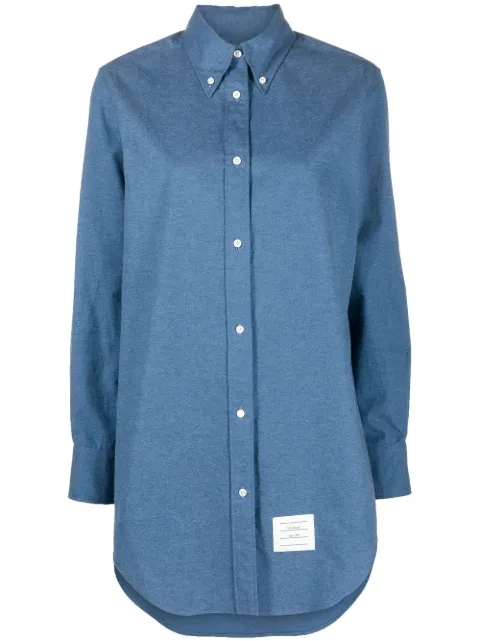Thom Browne logo-patch shirt dress Blue FDSE33AF0351