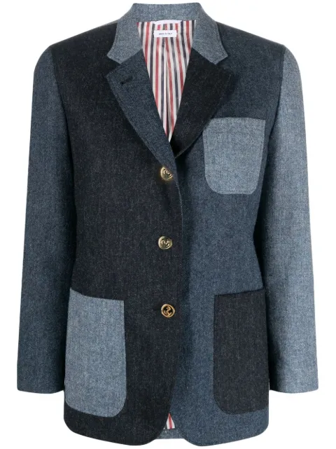 Thom Browne patchwork Donegal tweed blazer Blue FBC334F05385