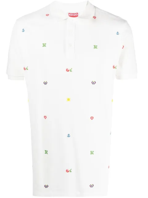 Kenzo Kenzo Pixel slim fit polo shirt White FD55PO0054PU