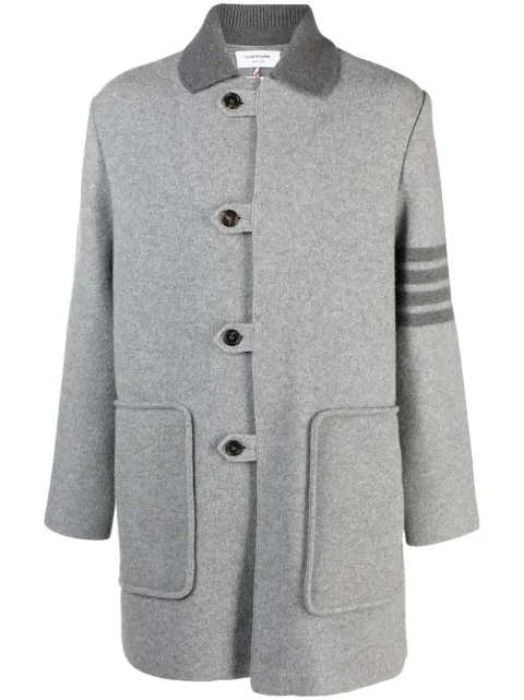 Thom Browne stripe-trim detail single-breasted coat Grey MKJ106AY1019