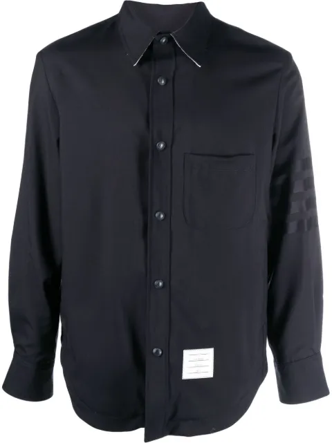 Thom Browne stripe-detail press-stud shirt Blue MJO055A06146