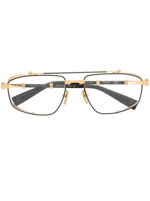 Balmain Eyewear two-tone pilot-frame glasses Black BPX142A56