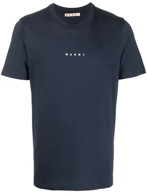 Marni logo-print cotton T-shirt Blue HUMU0198PDUSCS87