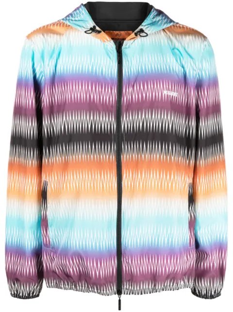 Missoni gradient zigzag-print hooded jacket Blue US23SC0PBW00N8