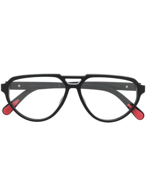 Moncler Eyewear logo-plaque pilot-frame glasses Black ML5162
