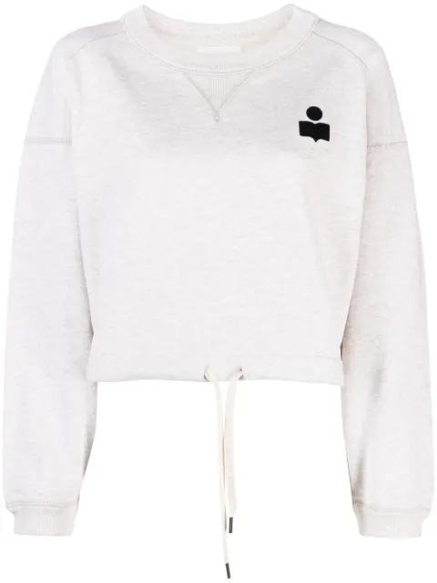 MARANT ÉTOILE Margo cropped drawstring sweatshirt Neutrals SW0005FAA1M07E