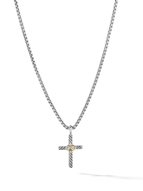 David Yurman 14kt yellow gold and sterling silver Petite X Cross necklace (24mm) Silver N06544