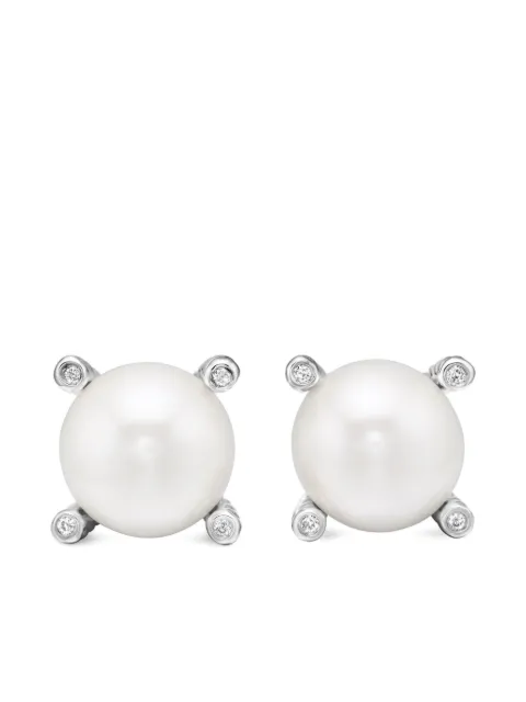 David Yurman sterling silver Pearl diamond stud earrings (14mm) Silver E08444SSDPEDI