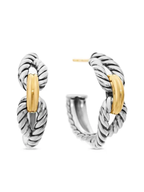 David Yurman 18kt yellow gold and sterling silver Cable Loop hoop earrings (22mm) Silver E14036S8