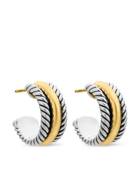 David Yurman 14kt yellow gold and sterling silver Cable Collectibles huggie hoop earrings (15.6mm) Silver E06224S4