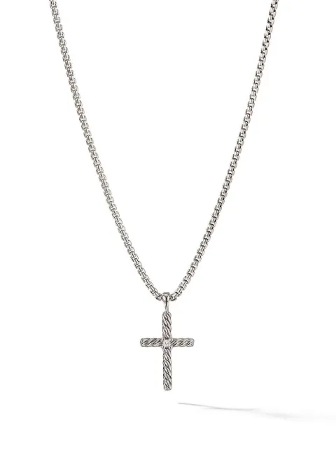 David Yurman sterling silver Cable Classics Cross diamond necklace (24.3mm) Silver N06545SSADI18