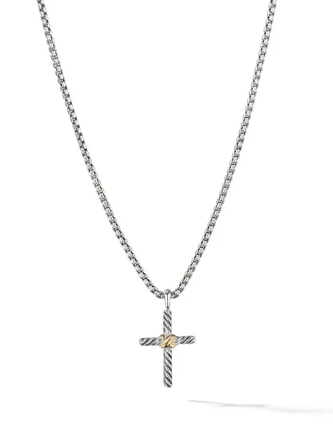David Yurman 14kt yellow gold and sterling silver Petite X Cross necklace (24mm) Silver N06544S416