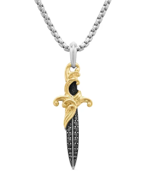 David Yurman 18kt yellow gold and sterling silver Waves Dagger diamond amulet (43.8mm) Silver D15311MS8ABD