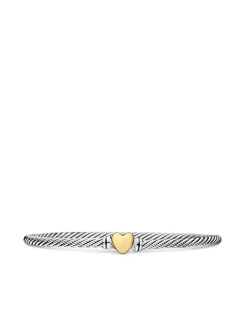David Yurman 18K rose gold and sterling silver Cable Collectibles Heart bracelet (3mm) Silver B09678S8