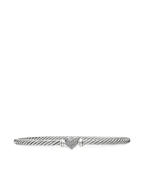 David Yurman sterling silver Cable Collectibles Heart pavé bracelet (3mm) Silver B09678SSADI