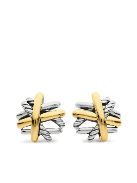 David Yurman 18kt yellow gold and sterling silver Crossover stud earrings (11mm) Silver E13228S8