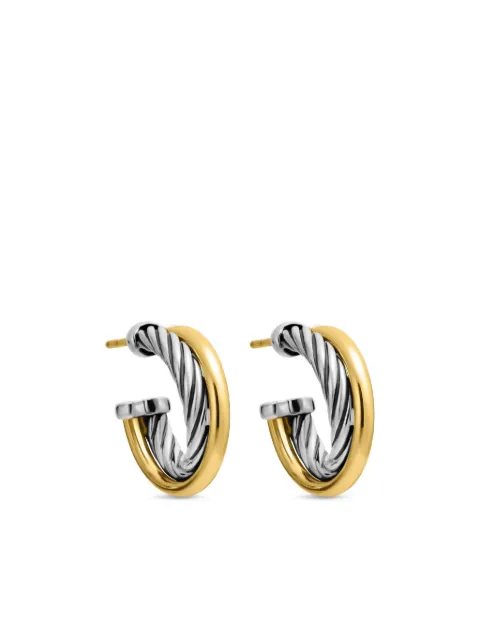 David Yurman 18kt yellow gold and sterling silver Crossover hoop earrings (17mm) Silver E06635S8