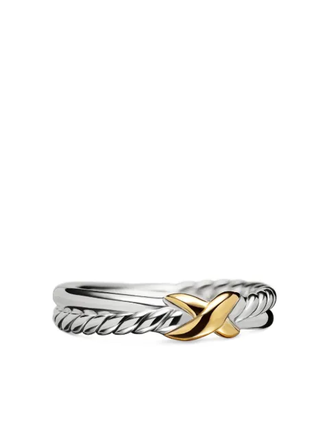 David Yurman 18kt yellow gold and sterling silver Petite X ring (4mm) Silver R16895S8