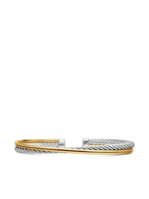 David Yurman 18k yellow gold and sterling silver Crossover bracelet (3mm) Silver B14191S8