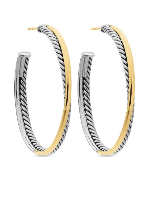 David Yurman 18kt yellow gold and sterling silver Crossover hoop earrings (44mm) Silver E14653S8