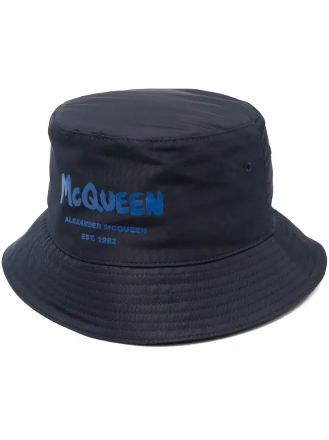 Alexander McQueen logo-print bucket hat Blue 6677794404Q