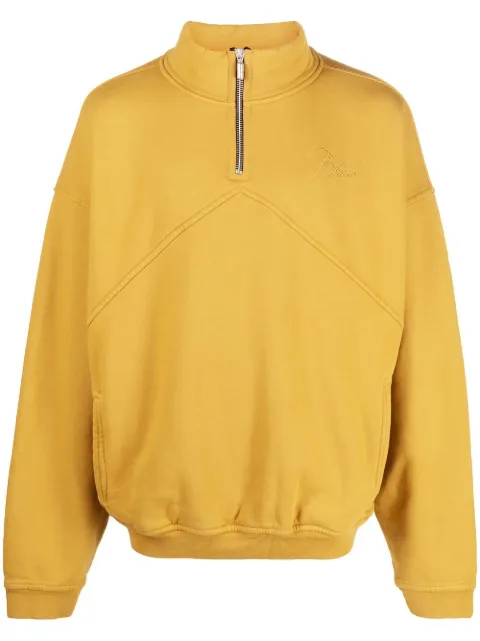 RHUDE logo-emboridered quarter-zip sweatshirt Yellow RHFW22SW06012121